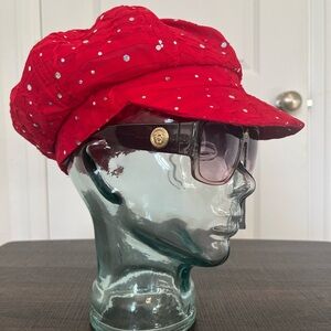 Glittery Bright Red Newsboys Style Cap